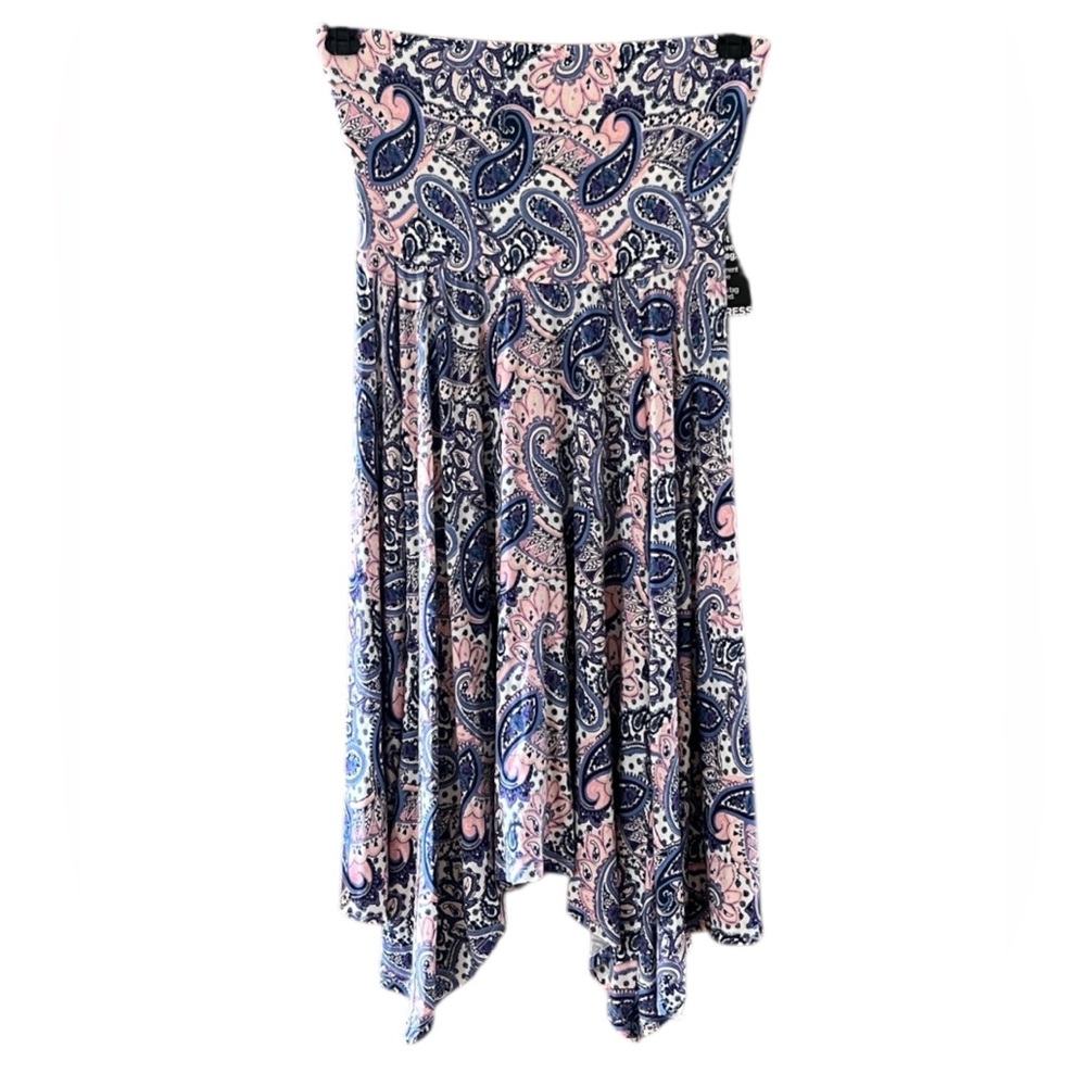 Express Paisley Asymmetrical Handkerchief Paisley Strapless Dress Size Small - Picture 2 of 14